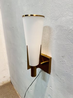 Wall Light in Brass and Opaline, 1950s-NUO-2043381