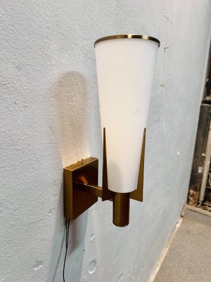 Wall Light in Brass and Opaline, 1950s-NUO-2043381