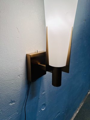 Wall Light in Brass and Opaline, 1950s-NUO-2043381