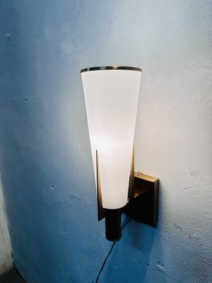 Wall Light in Brass and Opaline, 1950s-NUO-2043381