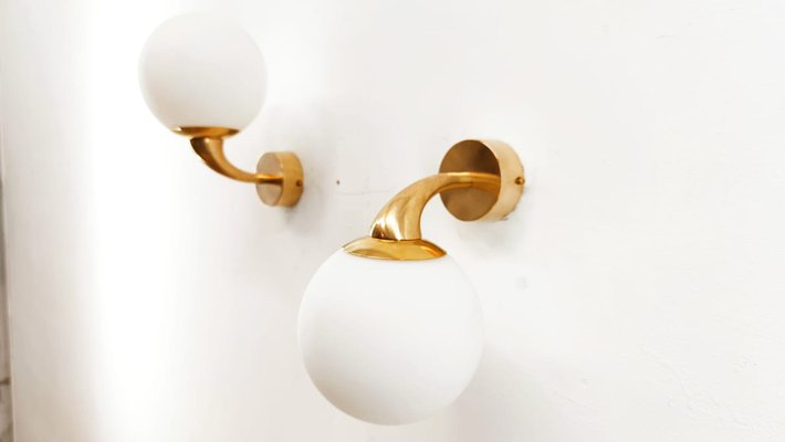 Wall Light in Glass & Brass-QLH-1336614