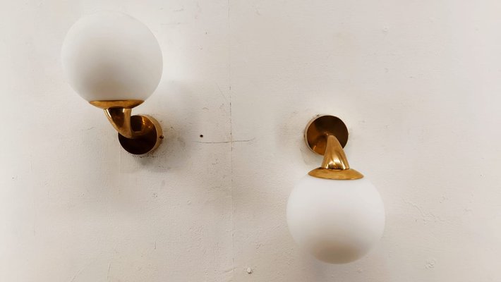 Wall Light in Glass & Brass-QLH-1336614