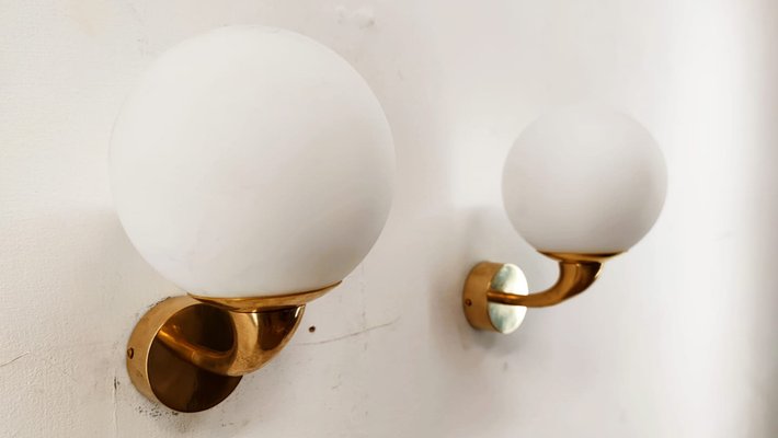 Wall Light in Glass & Brass-QLH-1336614