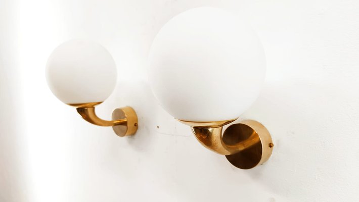 Wall Light in Glass & Brass-QLH-1336614