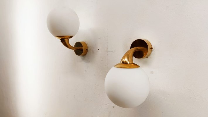 Wall Light in Glass & Brass-QLH-1336614