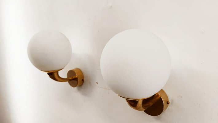 Wall Light in Glass & Brass-QLH-1336614