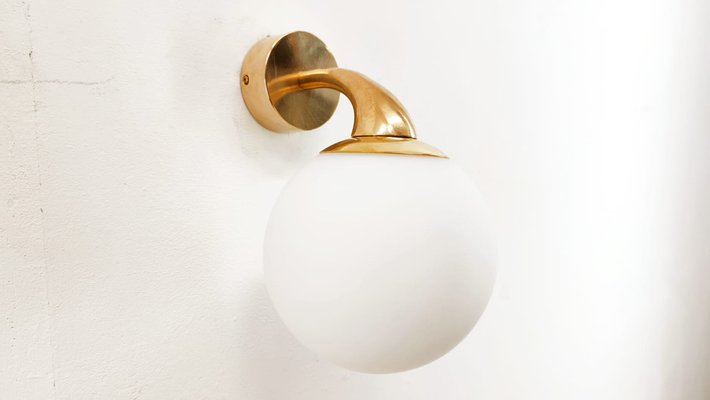 Wall Light in Glass & Brass-QLH-1336614