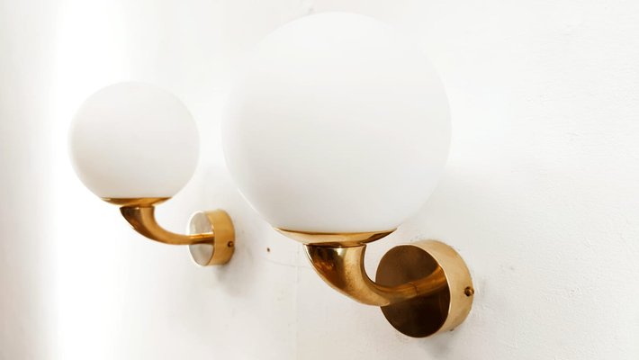 Wall Light in Glass & Brass-QLH-1336614