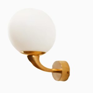 Wall Light in Glass & Brass-QLH-1336614