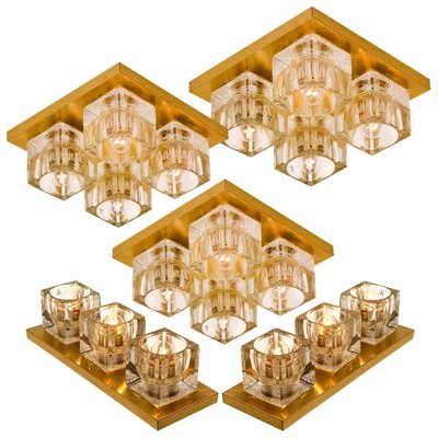 Wall Lights in Brass and Glass from Peill & Putzler, 1970s, Set of 5-VDW-876351