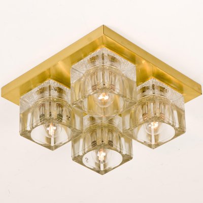 Wall Lights in Brass and Glass from Peill & Putzler, 1970s, Set of 5-VDW-876351