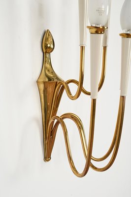 Wall Lights in Brass and White Enameled Metal by Gio Ponti, Italy, 1950s, Set of 4-JDR-2035234