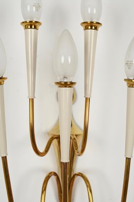 Wall Lights in Brass and White Enameled Metal by Gio Ponti, Italy, 1950s, Set of 4-JDR-2035234