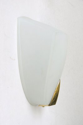 Wall Lights in Brass & Glass attributed to Holophane, 1950s, Set of 4-EY-1794639