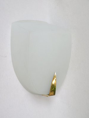 Wall Lights in Brass & Glass attributed to Holophane, 1950s, Set of 4-EY-1794639