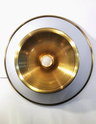 Wall Lights in Glass and Brass in the style of Luigi Caccia Dominioni, 1960s, Set of 3-QZG-1787420