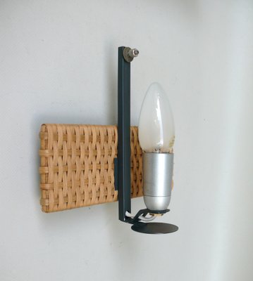 Wall Lights in Ice Glass, Rattan & Brass from Doria Leuchten, 1960s, Set of 2-EY-1750140