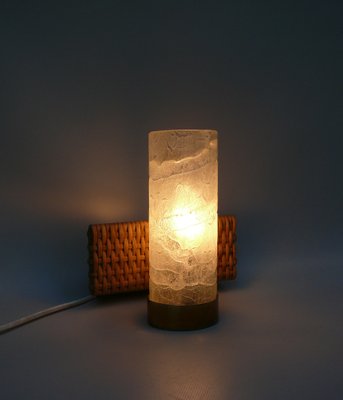 Wall Lights in Ice Glass, Rattan & Brass from Doria Leuchten, 1960s, Set of 2-EY-1750140