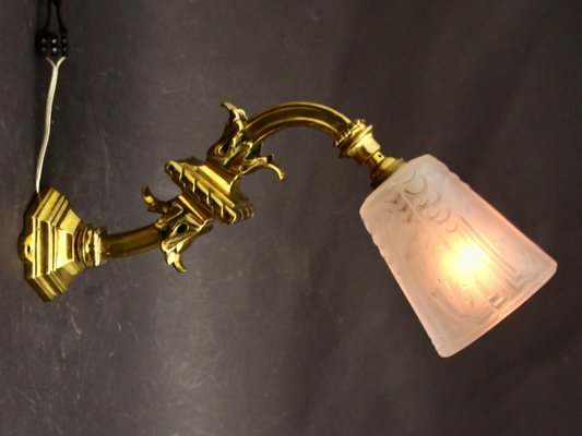 Wall Lights with Bronze Mount from Muller Frères, 1920s, Set of 2-SY-767265