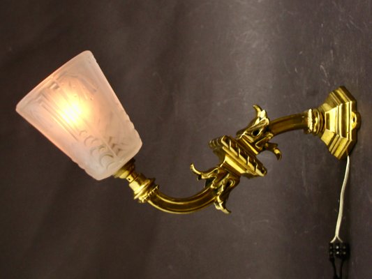 Wall Lights with Bronze Mount from Muller Frères, 1920s, Set of 2-SY-767265