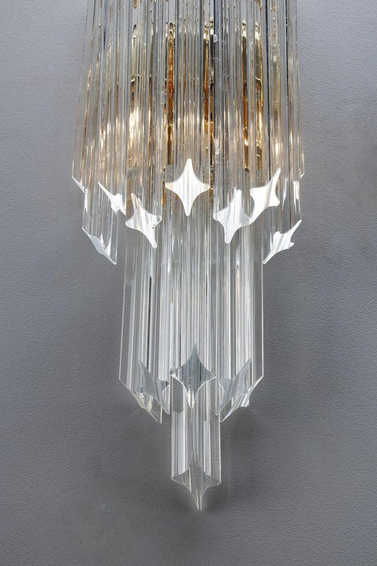 Wall Lights with Murano Quadrihedral Glasses, 1990, Set of 2