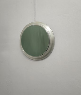 Wall Mirror in Brushed Aluminum and Smoke Glass, 1970s-ZST-1793644