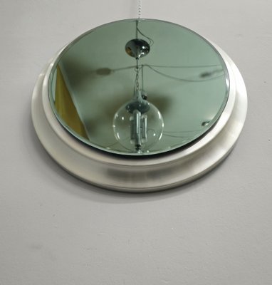 Wall Mirror in Brushed Aluminum and Smoke Glass, 1970s-ZST-1793644