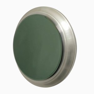 Wall Mirror in Brushed Aluminum and Smoke Glass, 1970s-ZST-1793644