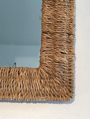 Wall Mirror in Cord, 1970s-BA-1589326