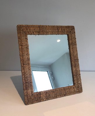 Wall Mirror in Cord, 1970s-BA-1589326