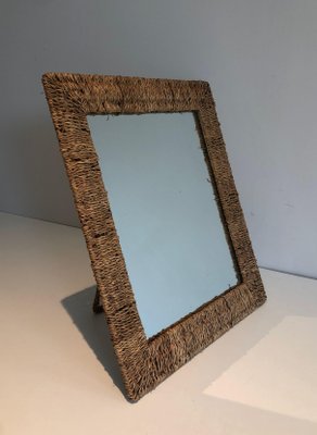 Wall Mirror in Cord, 1970s-BA-1589326