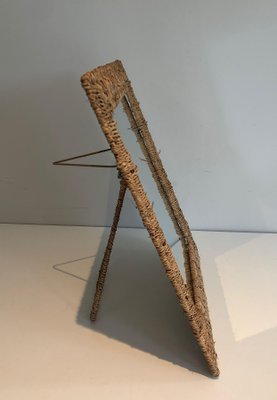 Wall Mirror in Cord, 1970s-BA-1589326