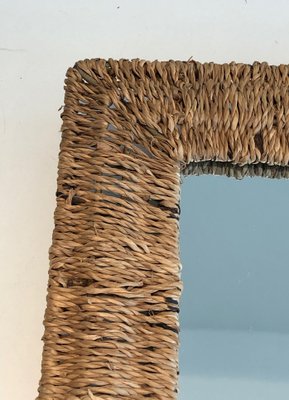 Wall Mirror in Cord, 1970s-BA-1589326