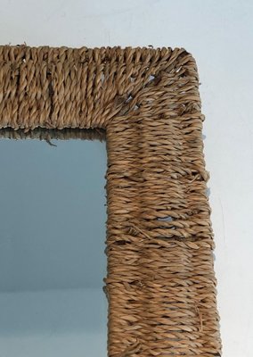 Wall Mirror in Cord, 1970s-BA-1589326