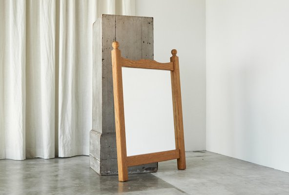 Wall Mirror in Oak in the style of Guillerme Et Chambron by Meubelfabriek Oisterwijk, 1970s-FEW-2024209