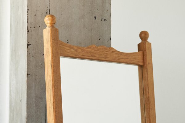 Wall Mirror in Oak in the style of Guillerme Et Chambron by Meubelfabriek Oisterwijk, 1970s-FEW-2024209