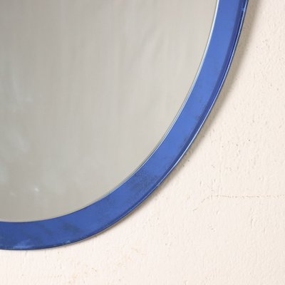 Wall Mirror in White and Blue Mirrored Glass, 1960s-1970s-VMM-1694035