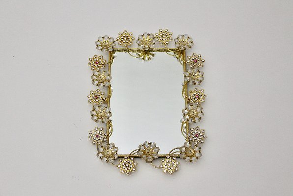 Wall Mirror with Glass Flowers, Italy, 1980s-NB-1385594