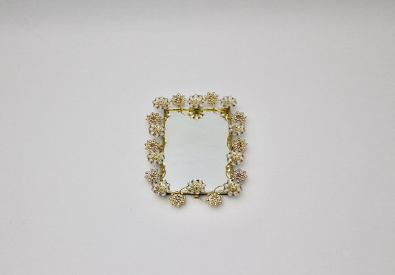 Wall Mirror with Glass Flowers, Italy, 1980s-NB-1385594