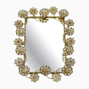 Wall Mirror with Glass Flowers, Italy, 1980s-NB-1385594