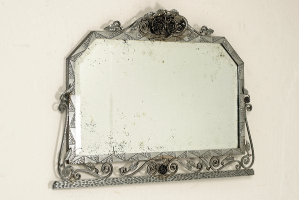 Wall Mirror with Wrought Iron Frame, USA, 1930s-LOB-746533