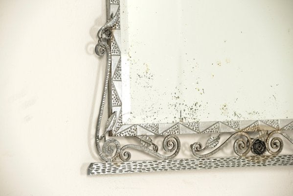 Wall Mirror with Wrought Iron Frame, USA, 1930s-LOB-746533