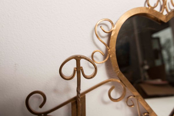 Wall-Mounted Coat Rack with Heart-Shaped Mirror-VQY-1250570