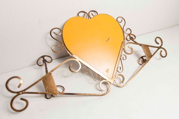 Wall-Mounted Coat Rack with Heart-Shaped Mirror-VQY-1250570