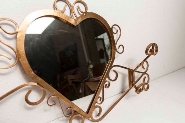 Wall-Mounted Coat Rack with Heart-Shaped Mirror-VQY-1250570