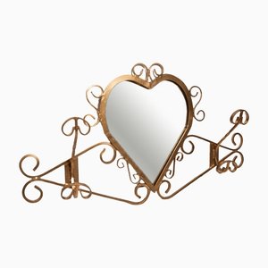 Wall-Mounted Coat Rack with Heart-Shaped Mirror-VQY-1250570