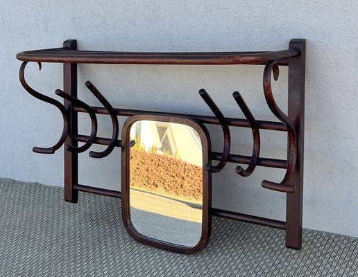 Wall Mounted Coat Rack with Mirror from Fischel, 1900s-WZZ-1794196