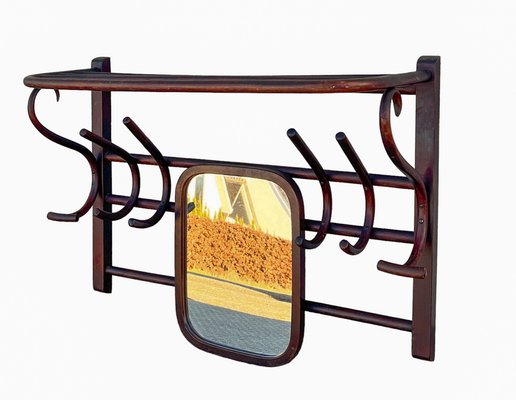 Wall Mounted Coat Rack with Mirror from Fischel, 1900s-WZZ-1794196