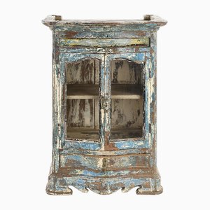 Wall-Mounted Display Case in Patinated Wood-NQ-1780886