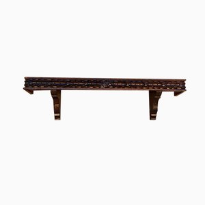 Wall-Mounted Walnut Carved Shelf, 1940s-NOU-825994